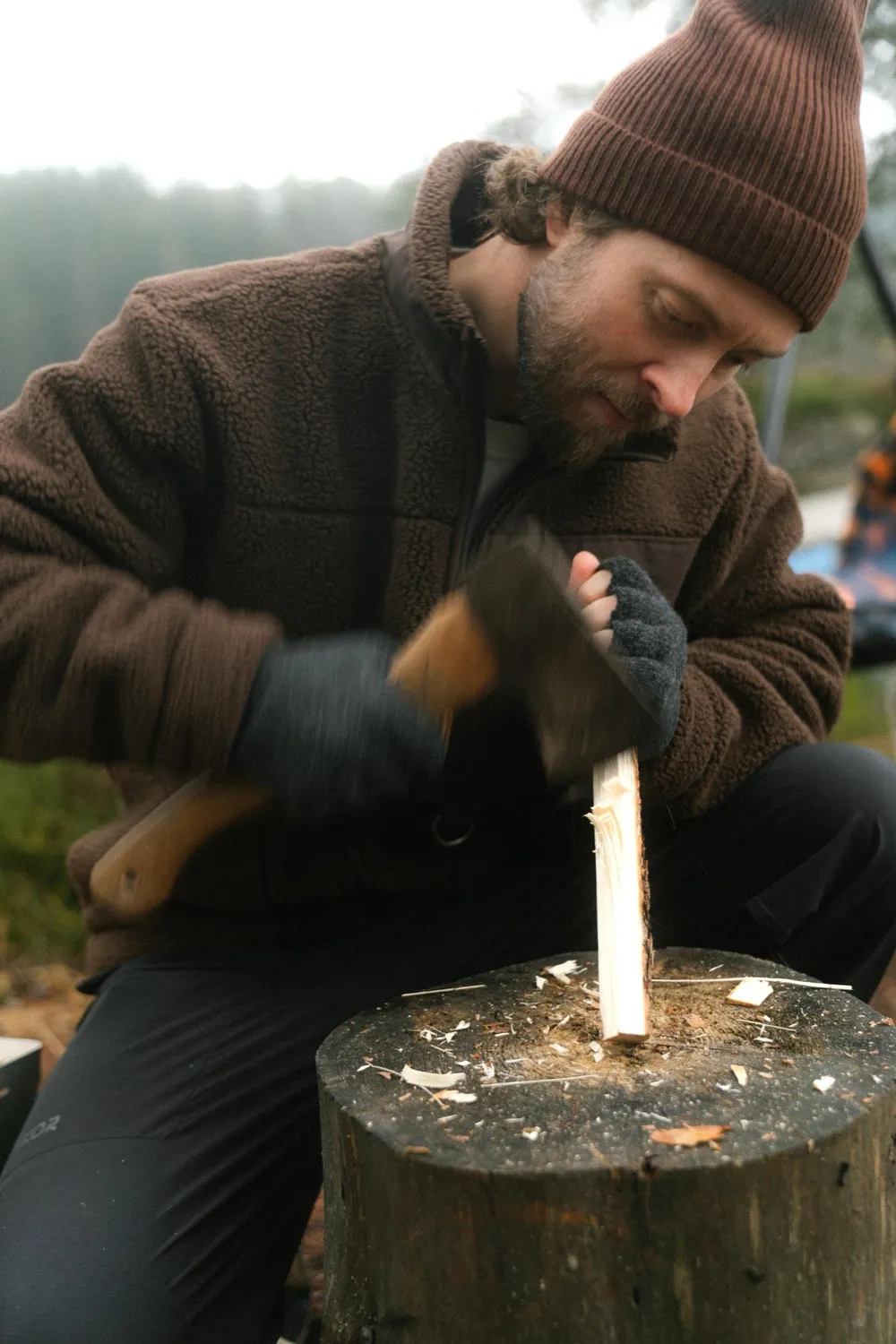 LAKOR Bear Sherpa Jacke Coffee Bean Recycling-Fleece