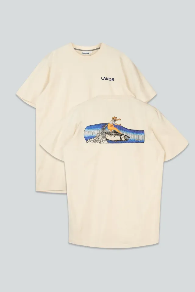 LAKOR Salmon Surfer T-Shirt Rainy Day Bio-Baumwolle