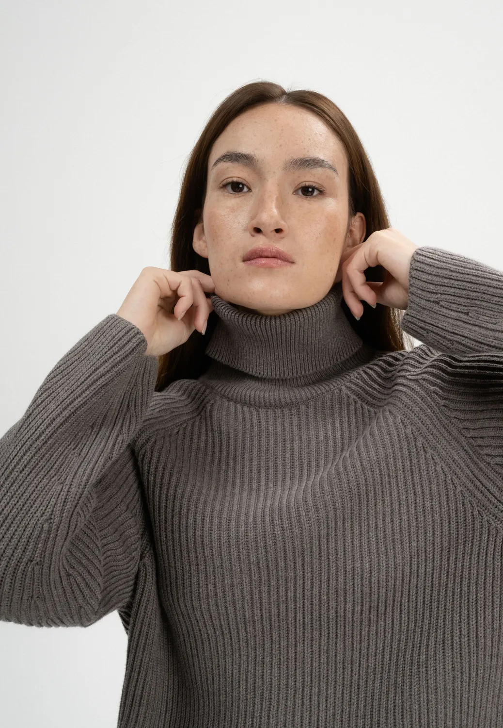 MELA CHIRHA Rollkragenpullover bear melange Gr. M Bio