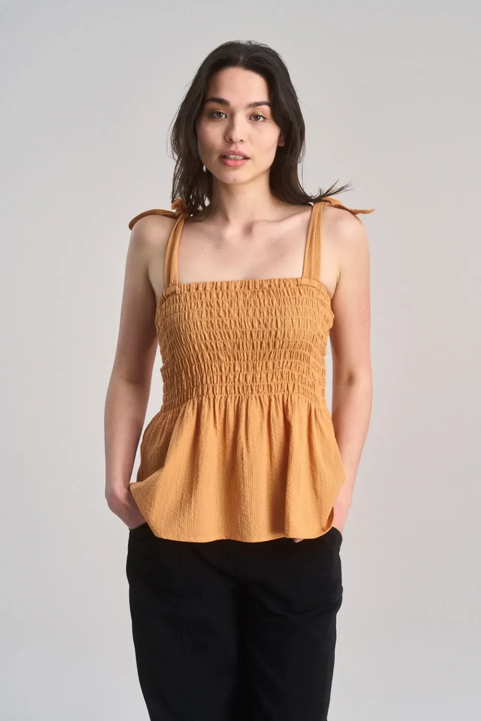 KOMODO GAIA Top Orange Seersucker Bio-Baumwolle