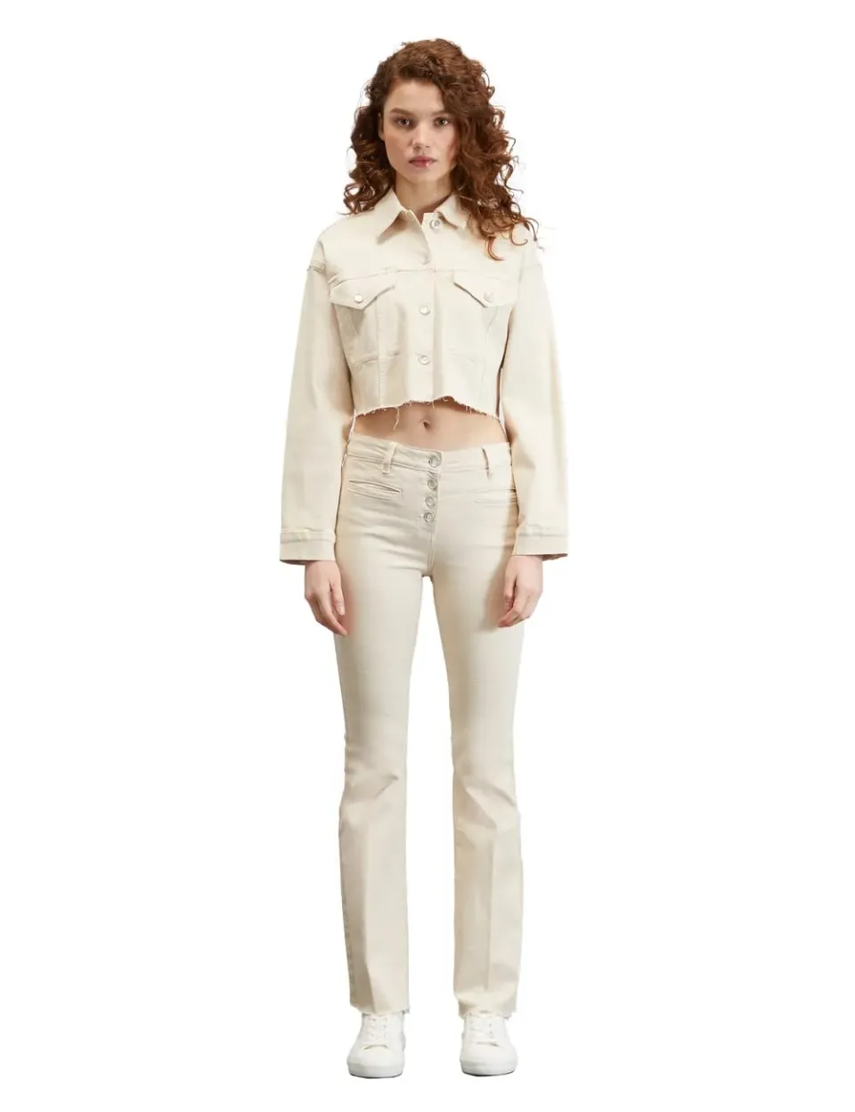 Motivi Cropped-Blousonjacke Drillich Baumwolle Fransen