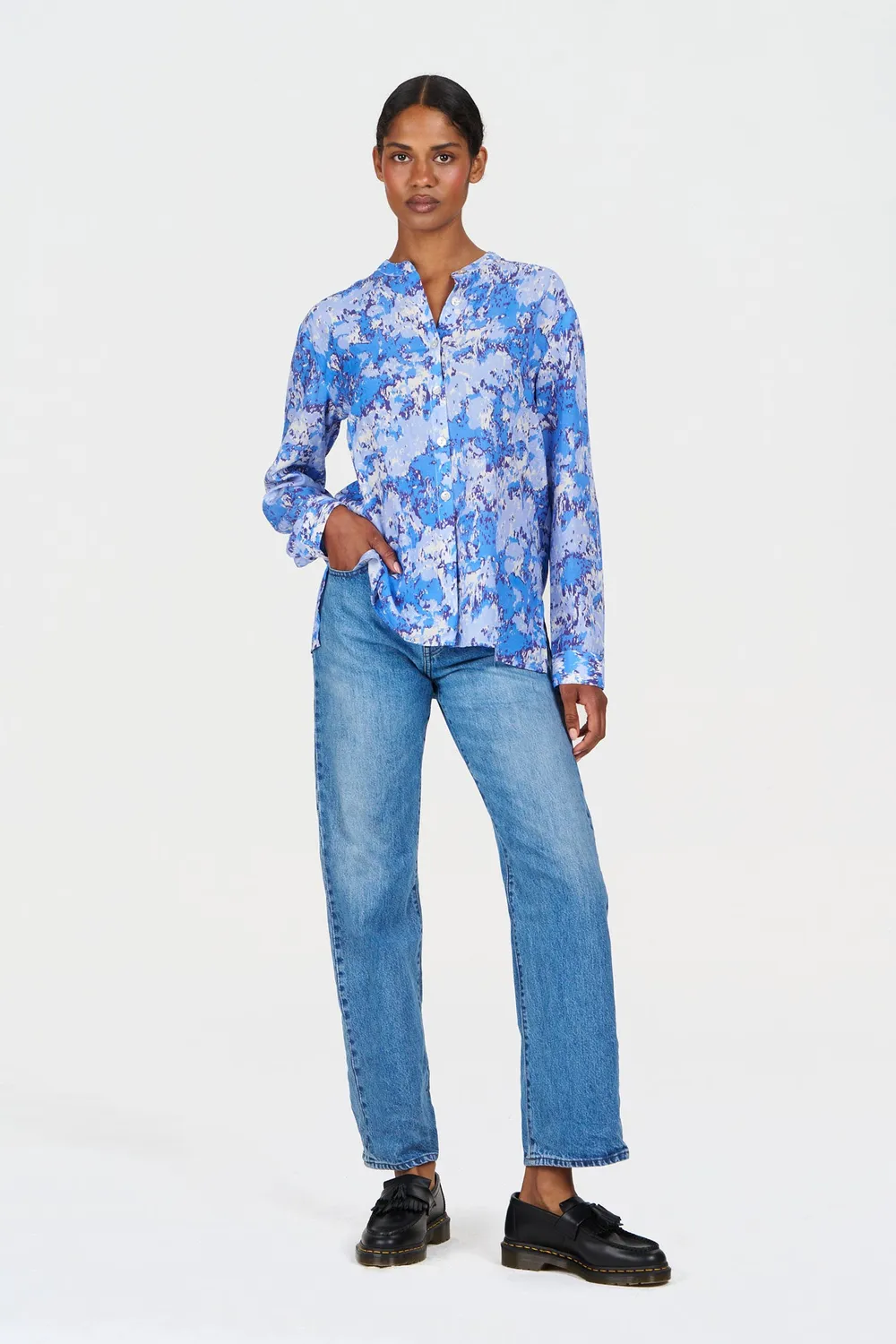 Komodo Corby Bluse Acid-Blue Tencel-Leinen