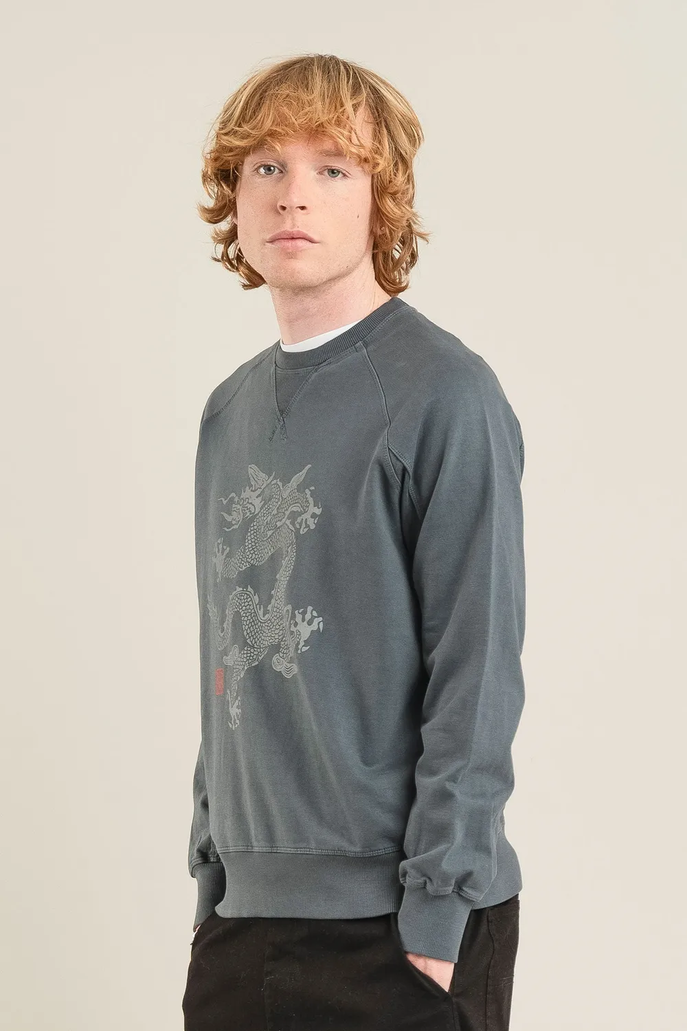 Komodo Dragon Sweatshirt Washed Black aus Bio-Baumwolle
