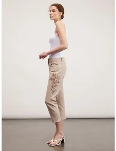 Motivi Hose Baumwolle Five-Pocket mit Stein-Stickerei