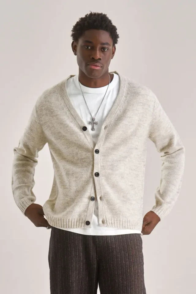 KOMODO BATSA Cardigan Herren Natural Lammwolle