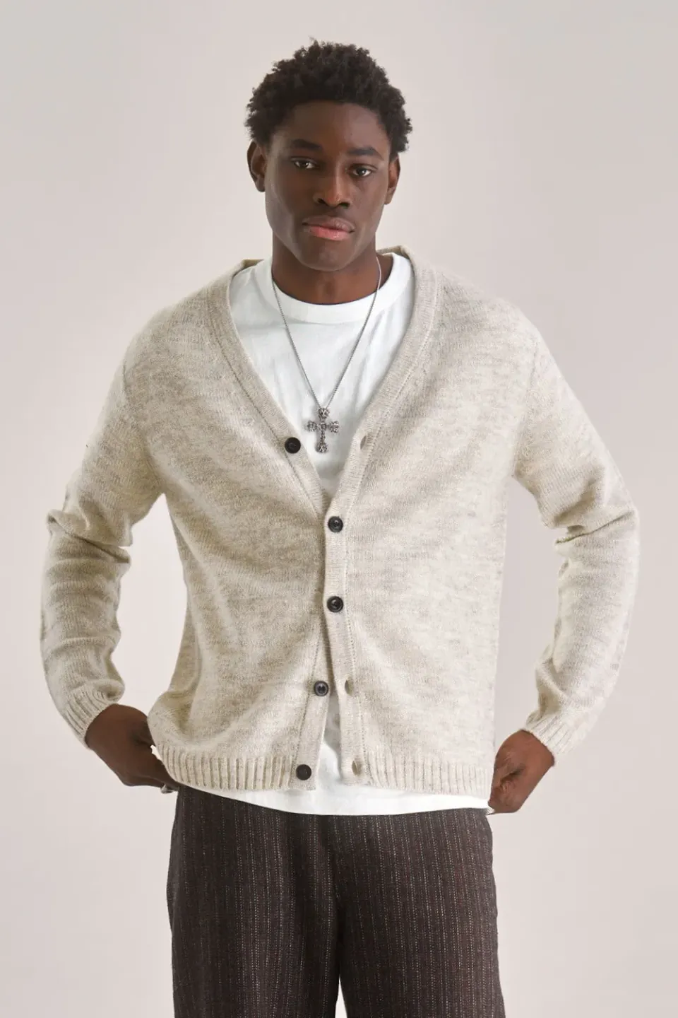 KOMODO BATSA Cardigan Herren Natural Lammwolle