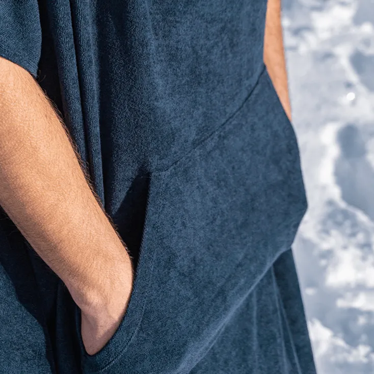 Langbrett Frottee Surfponcho Bio-Baumwolle dunkelblau