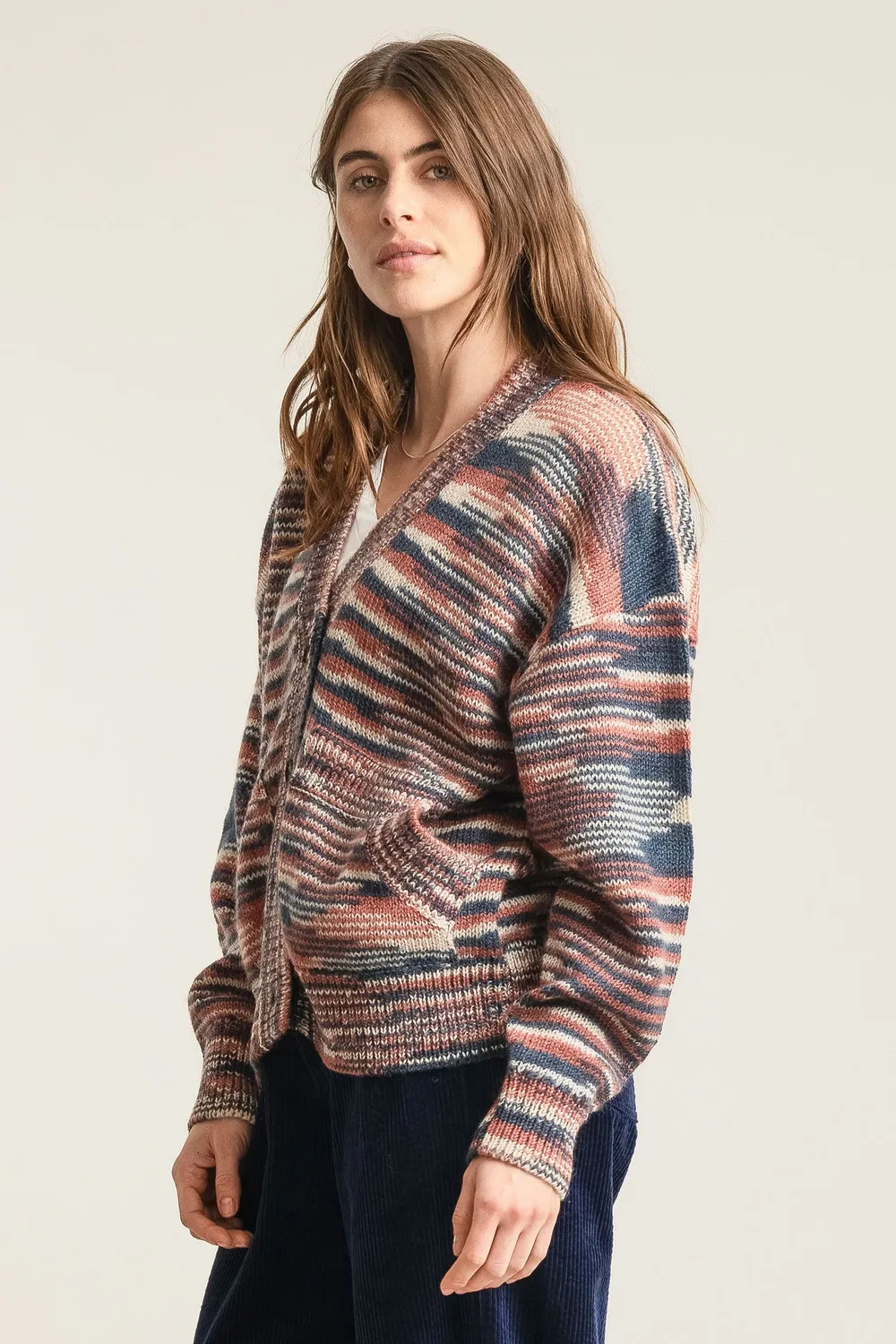 KOMODO HOPE Lambswool Cardigan Strickjacke Rosa Lammwolle