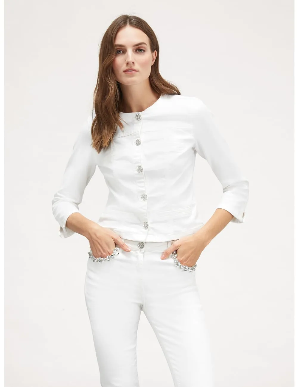 Motivi Blousonjacke Damen weiß 42 aus Baumwollmix