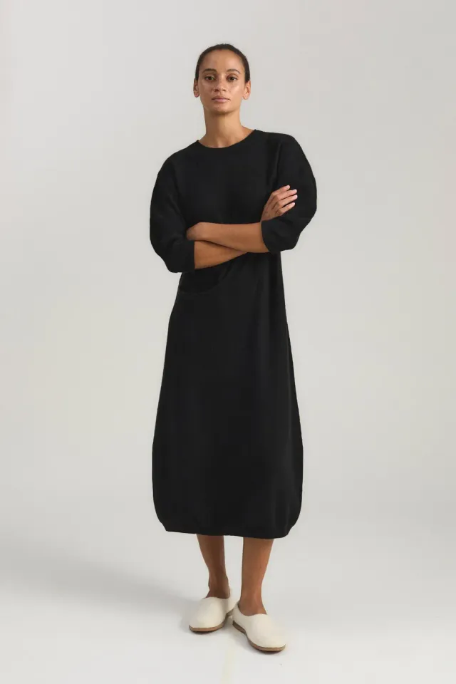 Oyuna Noria Strickkleid Schwarz aus Kaschmir