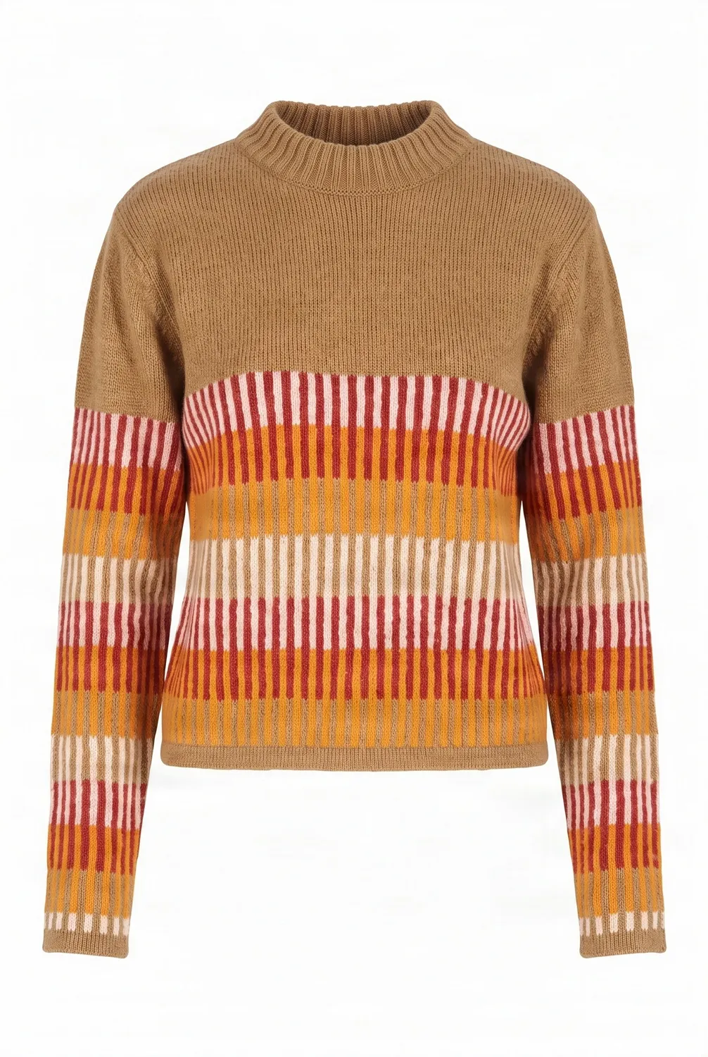 Komodo Chloe Lambswool Pullover Sand Streifen Wolle