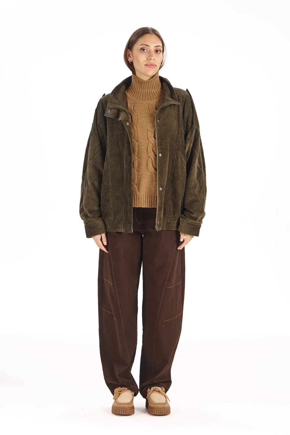 Komodo Hattie Jacke Khaki Bio-Baumwolle Cord