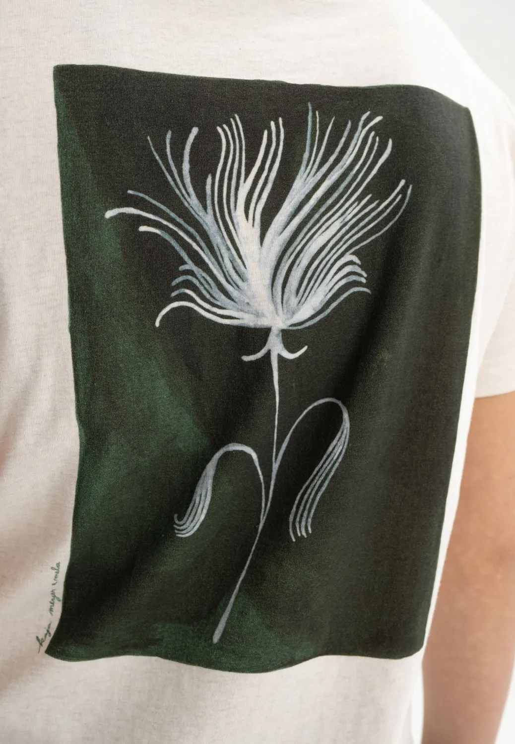 MELA Artist Edition Kaja T-Shirt cream melange grün Bio-Baumwolle