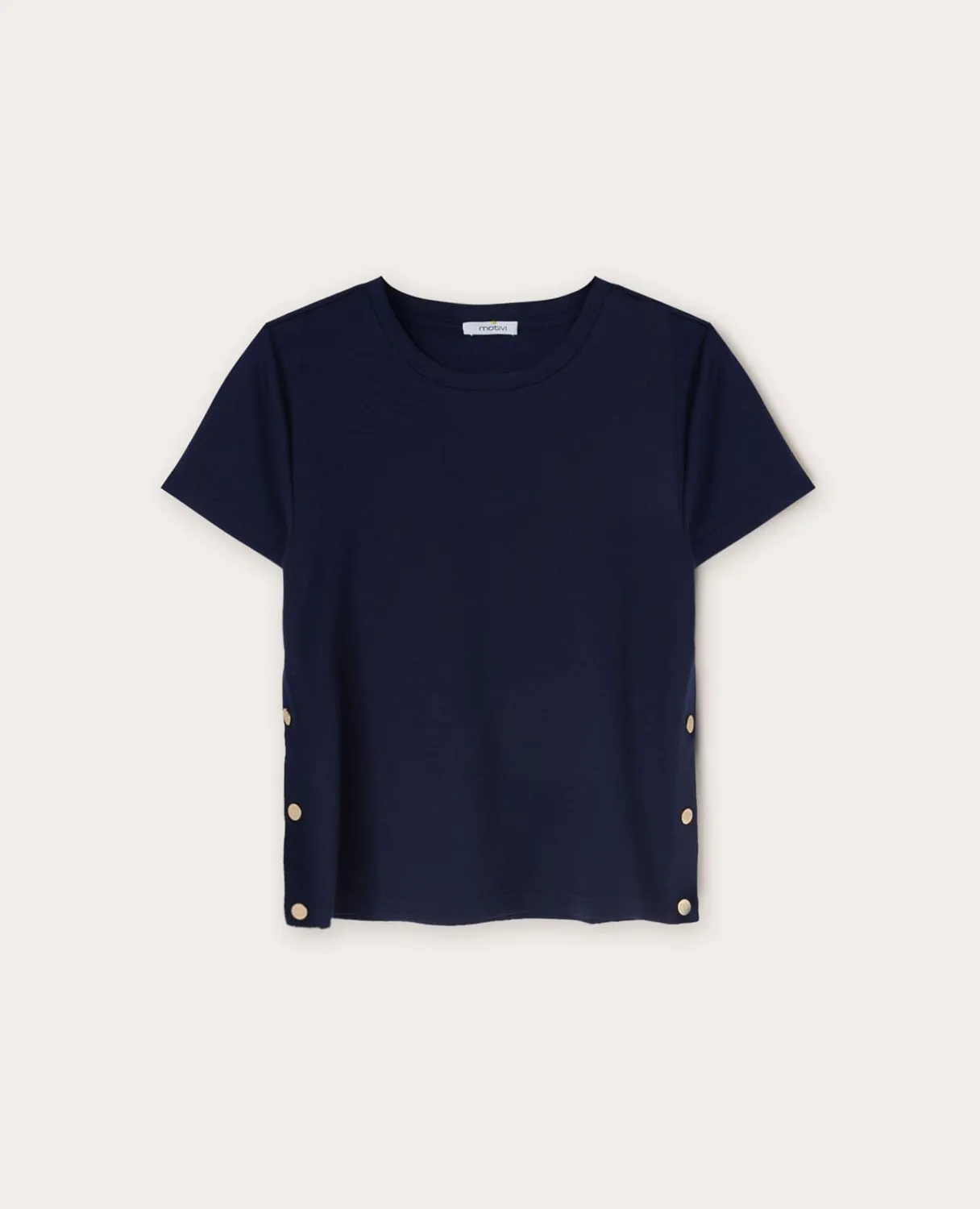Motivi T-Shirt mit seitlicher Öffnung Shirt Druckknöpfe
