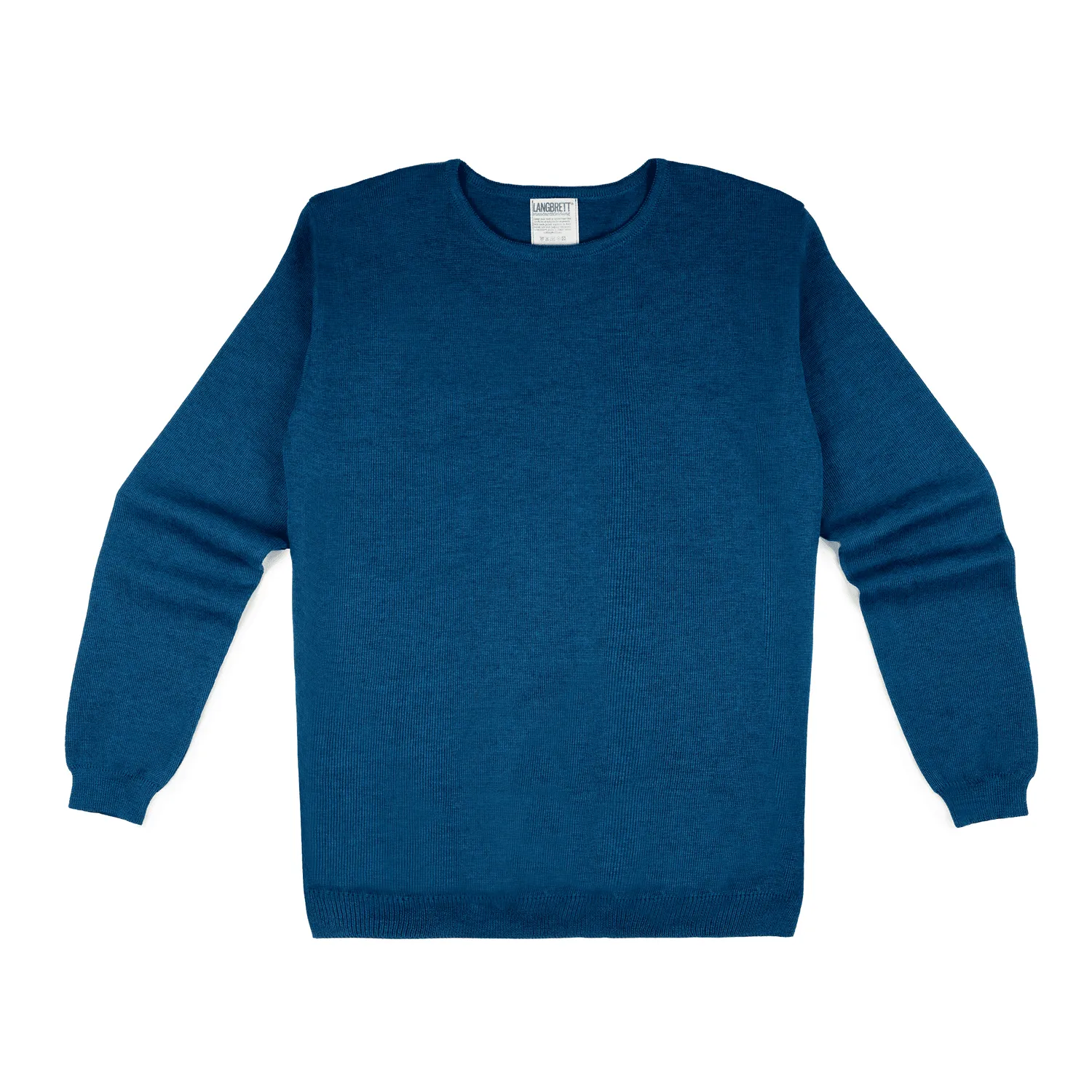 Langbrett Feinstrick Merinowolle Pullover marine fein